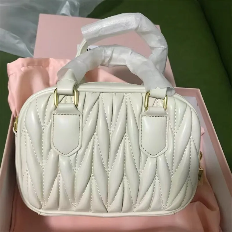 

New style MIU trendy and fashionable women's bag, beautiful wrinkled bowling bag, various styles, designer luxury shoulder bag