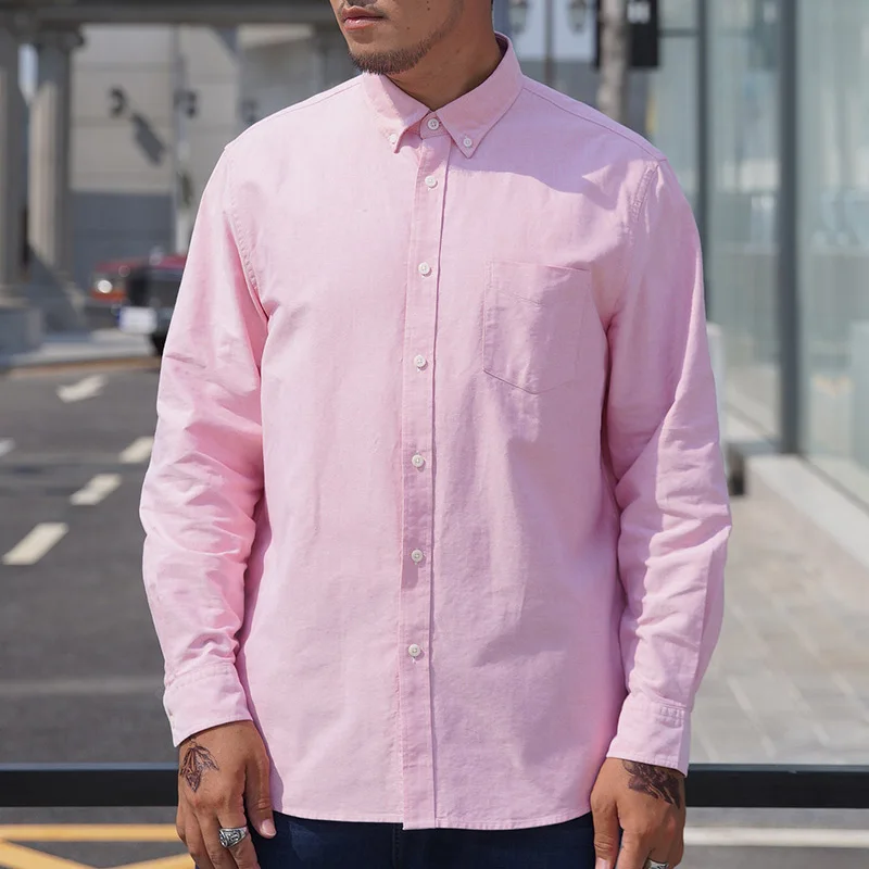 Männer Hemd Oxford Baumwolle Lose Hohe Qualität Oversize 6XL 7XL 8XL 10XL Plus Größe Langarm Mode Lässig Blau Lose kleid Hemd – Detail 2