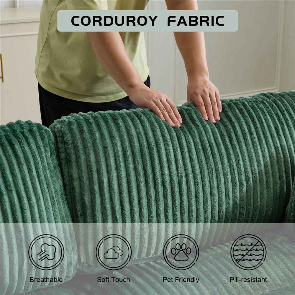 Modernes Luxus-Cordsofa mit Freier Kombination, Übergroßes Ecksofa mit Chaiselongue, Wandelbares Komfortables Wohnzimmersofa – Detail 7