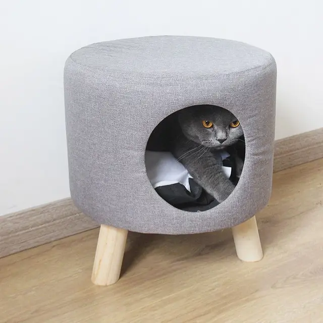 niche pour chat Petit chenil en bois massif pour chat – Image 2
