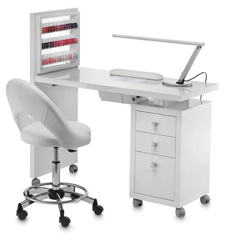 

white used manicure table nail table with dust removal fan