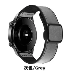 Universal Magnetic Leather Silicone Strap Bracelet, 20mm/22mm, - 20mm Universal (GRAY)