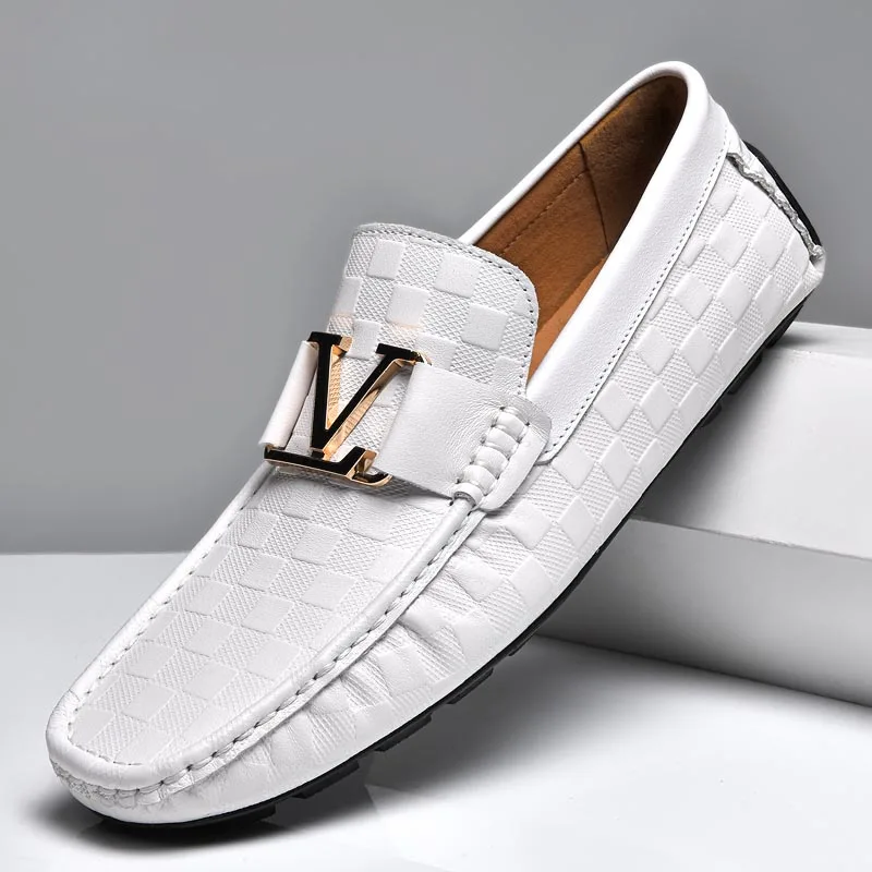 100% Genuine Leather Shoes Crocodile Pattern Men's Loafers Flats Office Moccasins Driving Wedding Business Buckle Strap Slip on 1
