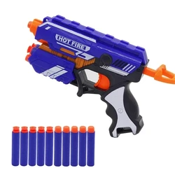 Children's Manual Soft Bullet Toy Gun Kit - Long Range Dart Blaster Toy for Kids, Perfect Xmas Gift (Blue)