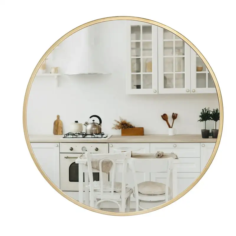 

Home 30 Inch Round Metal Wall Mirror, Gold