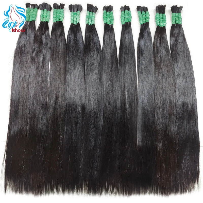 Wholesale Human Hair Bulk For Braiding Natural Color Straight Indian Hair No Weft Braiding Bulk Hair Extensions For Women 50g 5