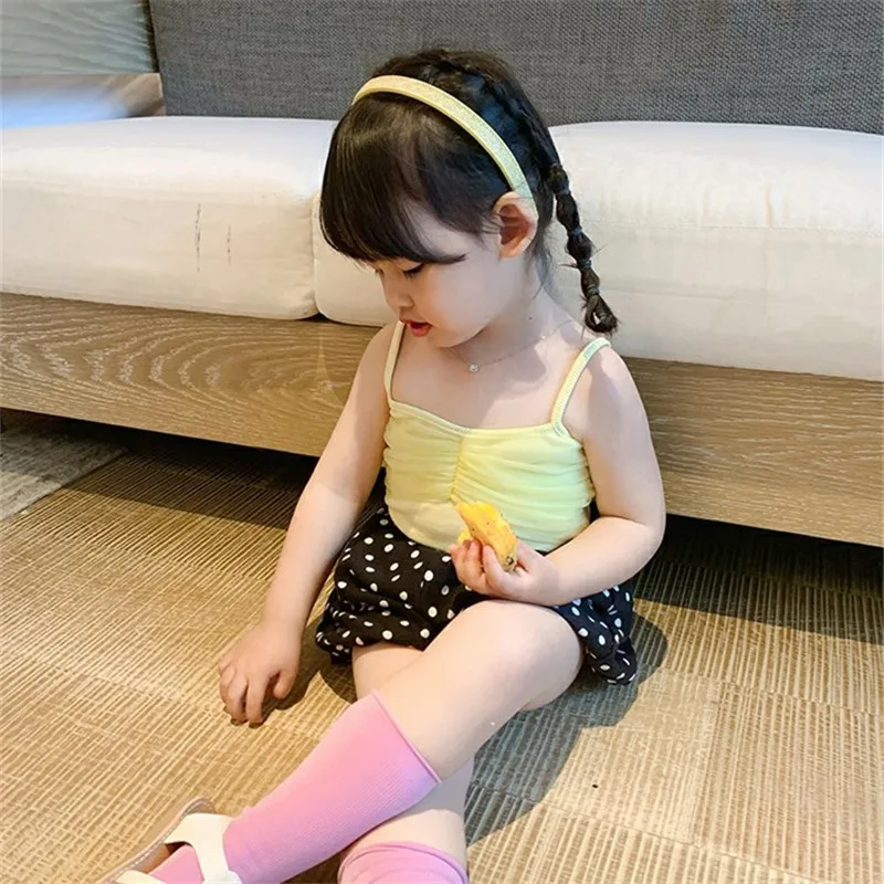 여름 소녀 조끼 슬링 외국 스타일 어린이 한국어 버전 캔디 컬러 메쉬 탑 패션 캐주얼