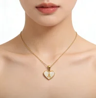 MHS.SUN Stainless Steel Heart Initial Necklace for Women Girls Gold Plated A-Z 26 Letter Pendant Choker Jewelry Birthday Gifts 3