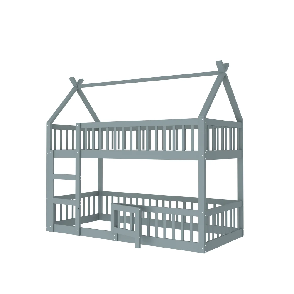90*200cm/140*200cm Modernes Etagenbett für Kinder, Familienbett für Kinder, mit Treppe, Loft-Design, Etagenbettgestell aus massivem Holz – Detail 28