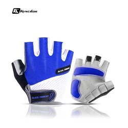 Enhanced Cycling Gloves - Anti - Slip Shock Absorbing Padded Half Finger Sport Gloves - M (A0055 - BLUE)