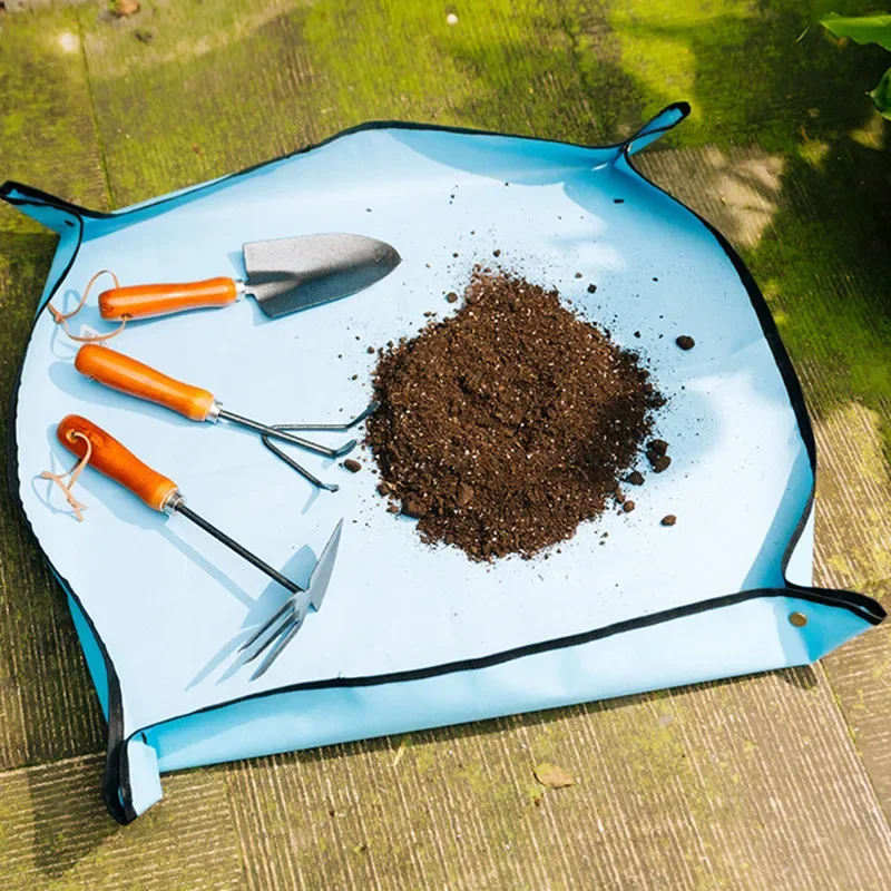 Tapis De Rempotage Plantes 100x100 Cm - 2 Pièces, PE Imperméable, Pliable, Bord Anti-fuite