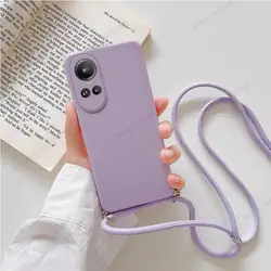 Versatile Crossbody Lanyard Case with Protective Camera Lens Soft Cover for Reno 8 Pro (Purple)
