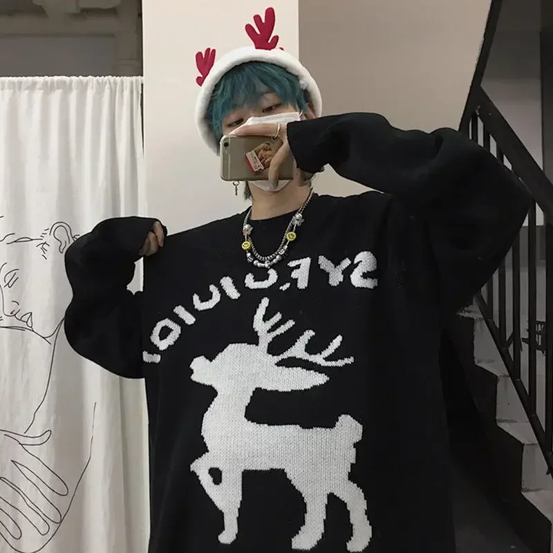 thumbnail image 1 of Suéter de punto para hombre, gráfico rojo, ropa para hombre, jerséis navideños, lindos, de anime, ajustados, de manga larga, 100 % sudaderas, estéticas, memes, 1 of 5