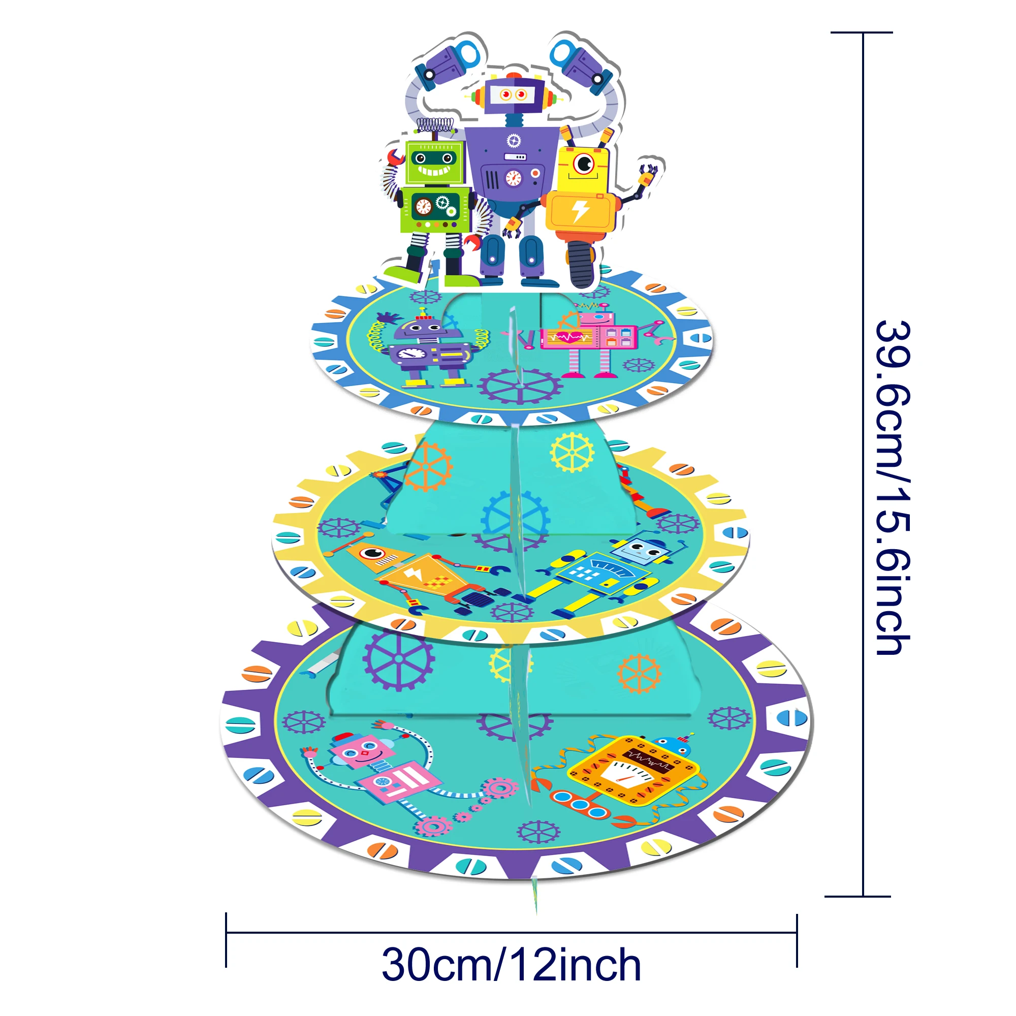 Description Picture 4 of itemRobot Party Disposable Tableware Set Cartoon Robots Kids Birthday Facial Paper Masks Glasses Photo Props Baby Shower Party Decor