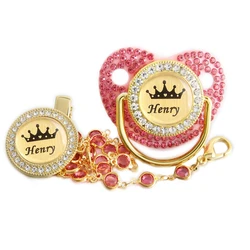 Customized Name Baby Pacifier With Chain Clip BPA Free Baby Soother Nipple