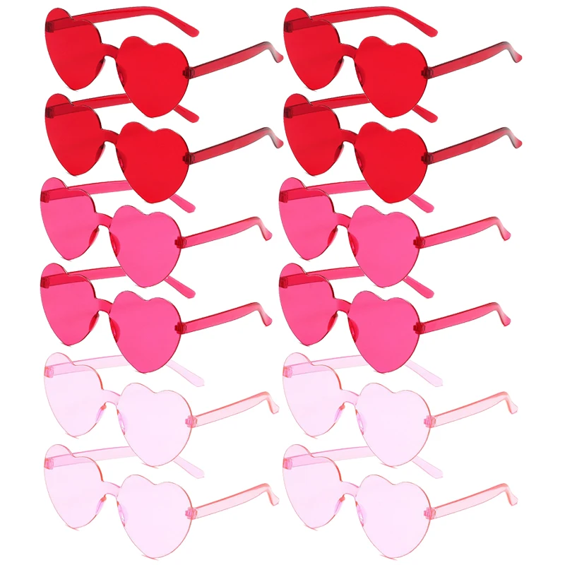 6/12 Stück rosa und rote herzförmige Sonnenbrille, Valentinstag, Party, Dekoration, Fotokabinen-Requisiten, trendige Accessoires für Frauen