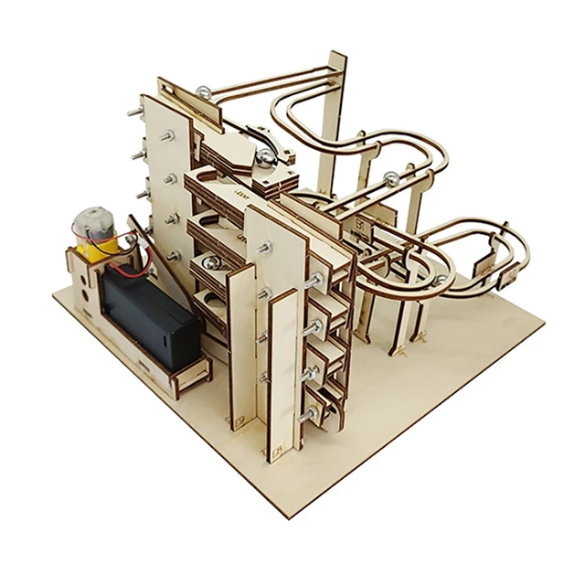 Steam Science Experiment Educational Kit 3D Wooden Marble Run Electric DIY Assemble Mechanical Gear Engineering Toys 2