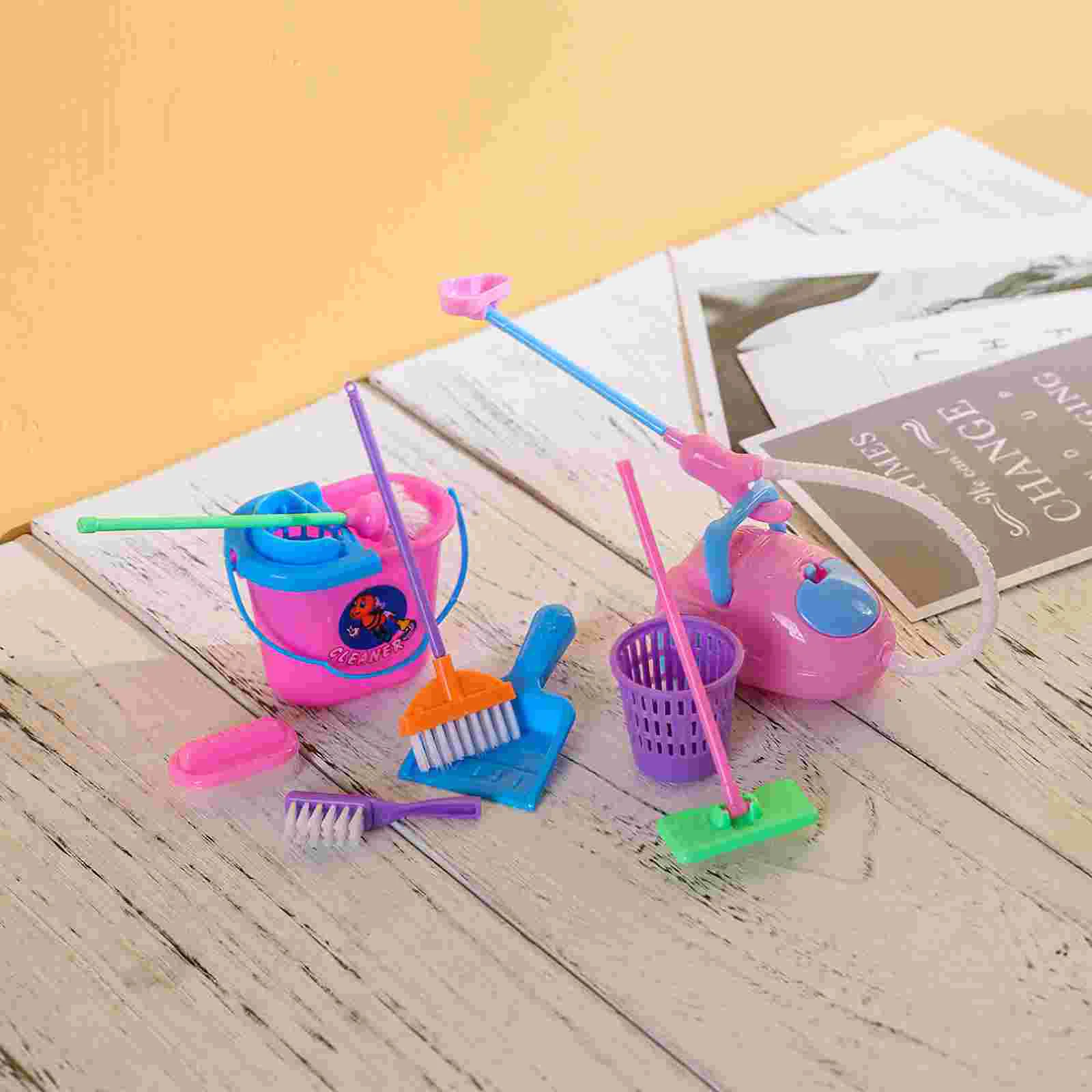 Mini House Cleaning Tools Kid Pretend Play Toy Housekeeping Tool Cleaning Broom Brush Washing House Cleaner For Children 2