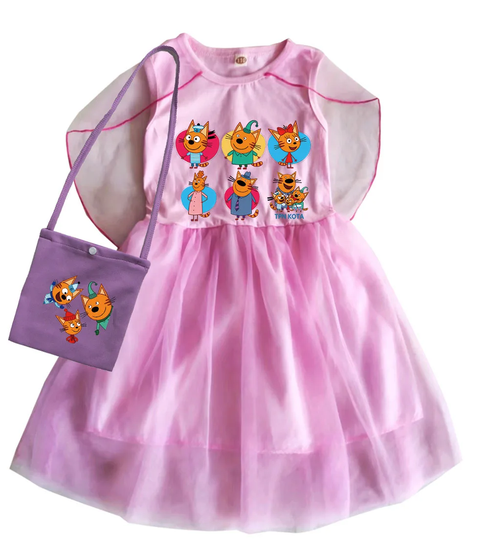 Russian Cartoon Happy Cats Costume for Kids - Three Little Kittens Summer Dress
