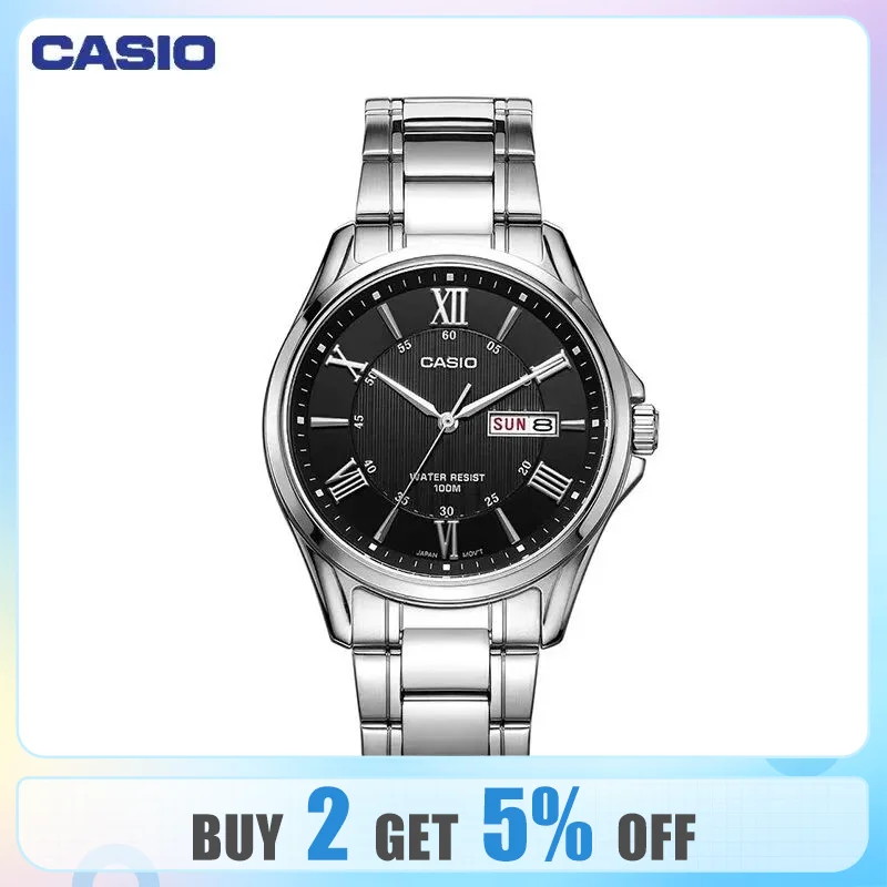 Casio MTP-1384D 남성용 비즈니스 대형 스틸 다이얼, 로마 숫자, 레저, 심플, 방수 쿼츠, 아빠용 시계 Casio MTP-1384D 남성용 비즈니스 대형 스틸 다이얼, 로마 숫자, 레저, 심플, 방수 쿼츠, 아빠용 시계