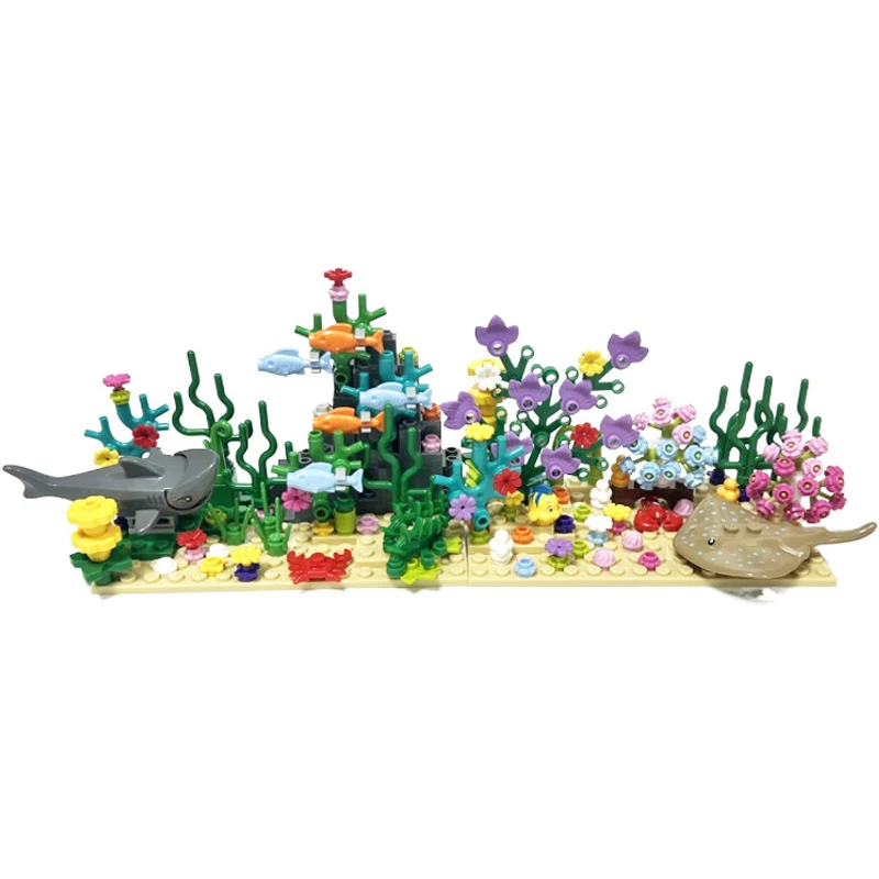 Compatibile Con Lego Moc City Aquarium Underwater World Plant Scene Visualizzazione Shark Devil Fish Building Blocks Giocattoli Mattoni