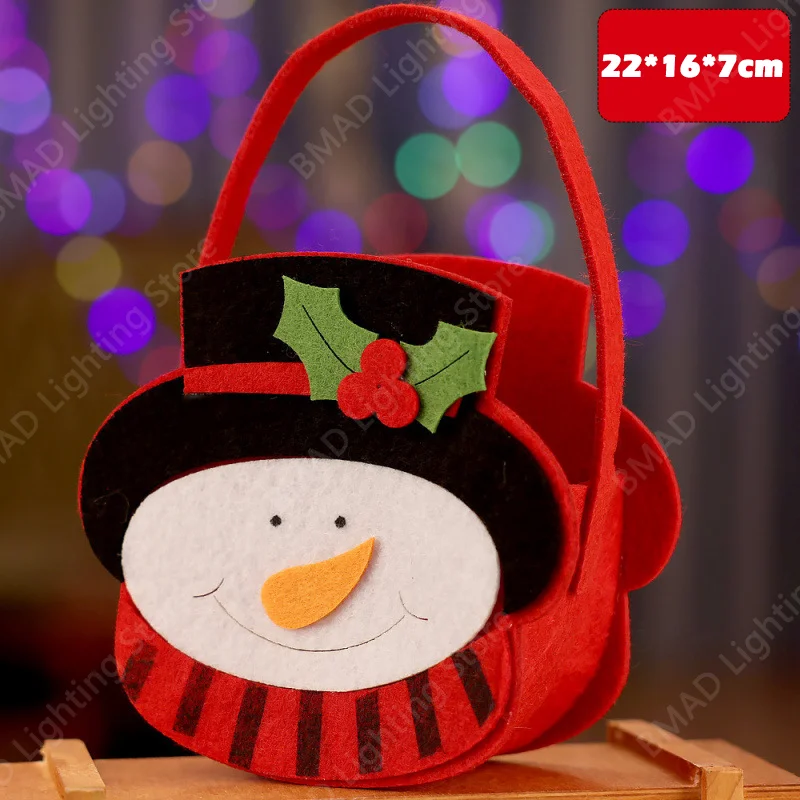 1/3/5/10PCS Merry Christmas Gift Bags Retro Santa Claus candy Felt Bags  Xmas Party Favor Bags DIY Christmas Eve apple bags