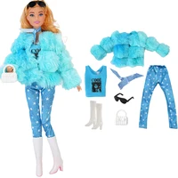Ensemble de vêtements décontractés officiels NK pour poupée de 11,5 pouces, tenue de princesse avec manteau en peluche bleu, robe 1/6, costume de mode 1/6, cadeau JJ 4