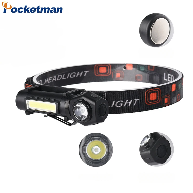 

Multifunction USB Rechargeable 2 in 1 COB Headlamp LED Waterproof Outdoor Flashlights Portable Work Light Head Lamp for Camping