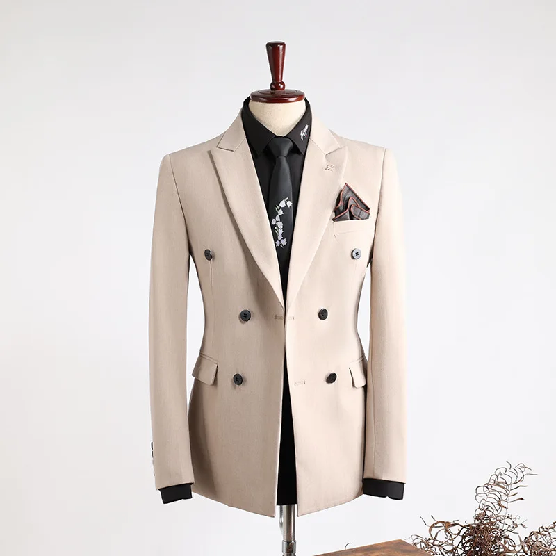 Customer Made Clothes Men Casual Fashion Business Blazer Jacket for Men Double Breasted Suit Jackets Coat Male Clothing