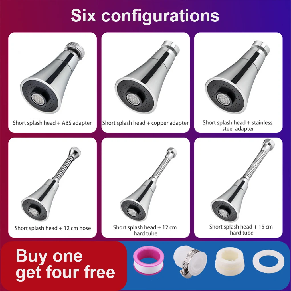 

Flexible Adjustable Sink Anti-splash Faucet Extender High Pressure Water-saving Leak Proof Tap Nozzle Adapter Bathroom Accessory