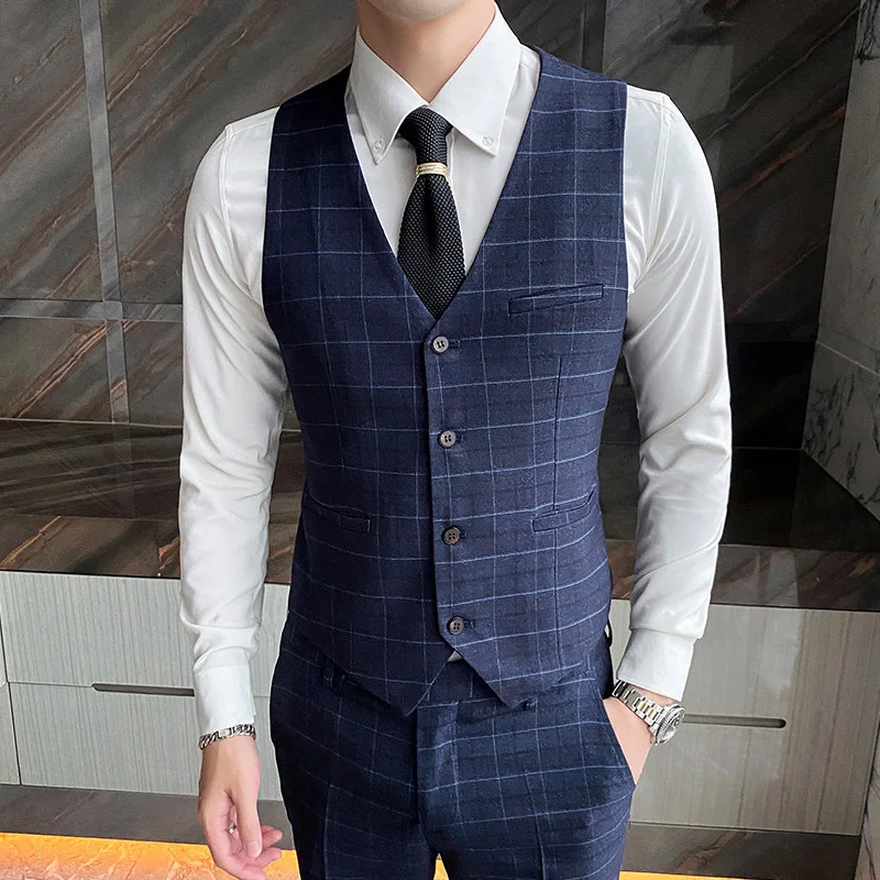 2023 Autumn New Men's Suit Korean Version Slim-fit Three-piece Men's Small Suit Formal Dress  Man Suit
