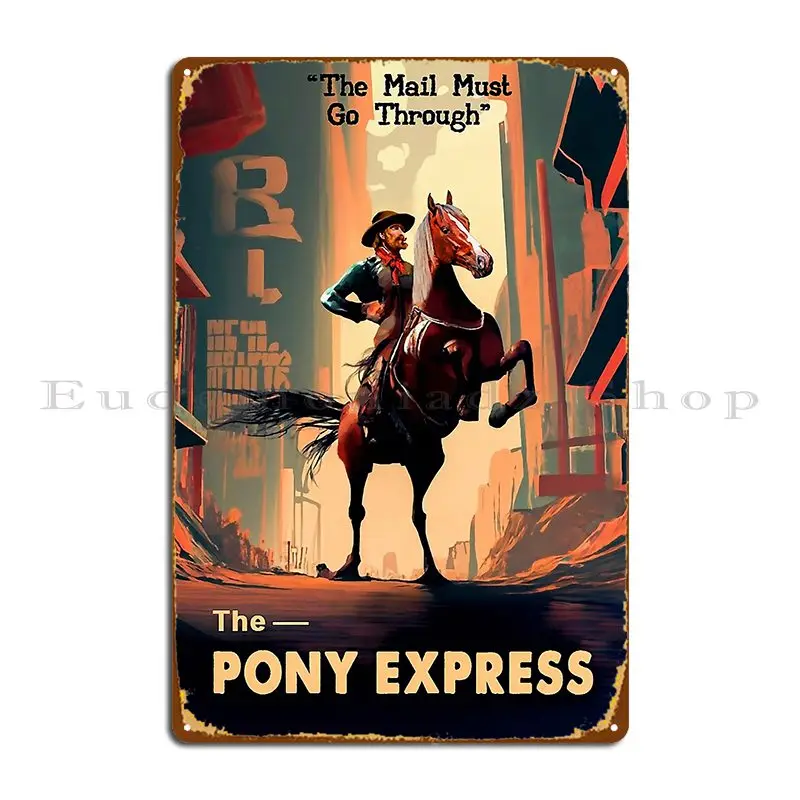 Dystopian Pony Express Rider 2057 Metal Sign Club Kitchen Soggiorno Stampato Murale Tin Sign Poster