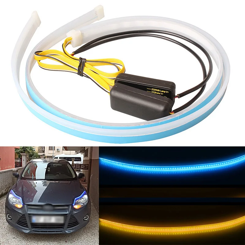 

High Quality 2Pcs 12V LED Strip Indicator Turn Signal Light For Modified Car 10W Drl Flashing Daytime Running Lamps