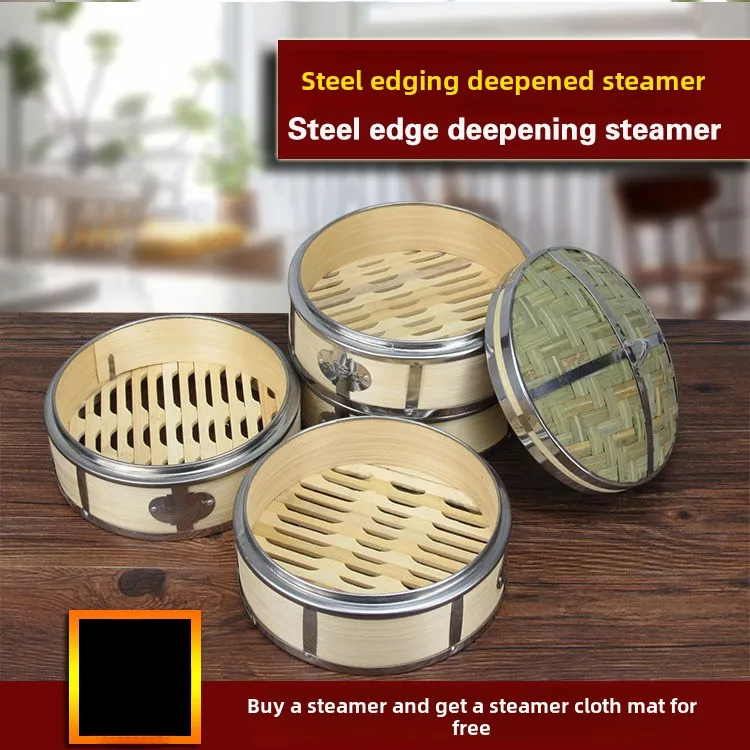 Stainless Steel Steamer Bamboo Dim Sum Steamer for Home Use Deep Bamboo Rack for Dumplings Baozi Mantou