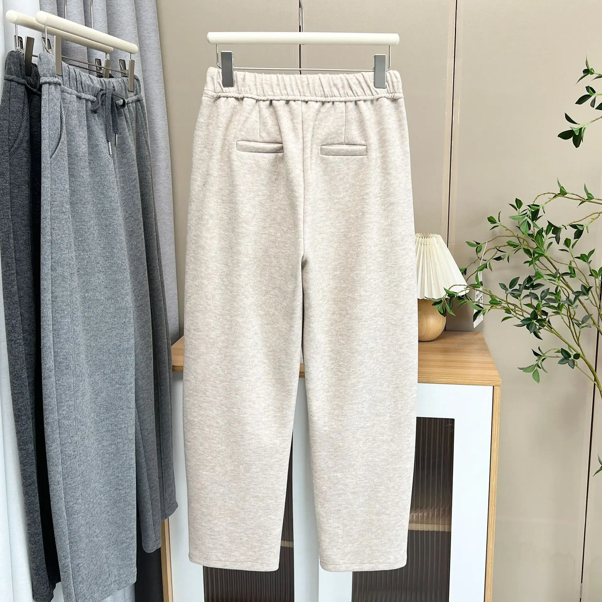 XXXXL Fashion Plus Size Women's Harem Pants New Simple Thickened Elastic Waist Curved 2025 Autumn Ankle-Length Trousers 2567