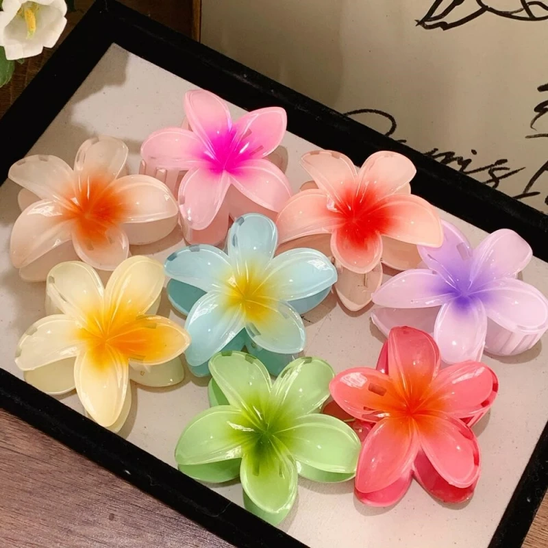 Hair Clips 8cm Gradient Egg Flower Hair Accessories Grab Clip Women Summer Hawaiian Style Headdress