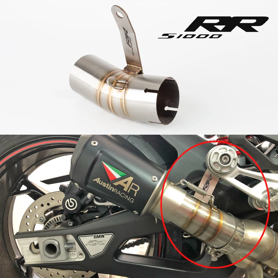 Per Bmw S1000Rr 2019 2020 2021 2022 2023 S1000Rr Fuga Slip-On Silenziatore Di Scarico Moto Tubo Di Collegamento Centrale 60Mm S1000Rr Scarico