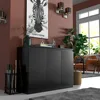 Black Buffet Storage Cabinet with 3 Door, 43" W Coffee Bar Cabinet, Kitchen Buffet Sideboard for Living Room, Kitchen 1