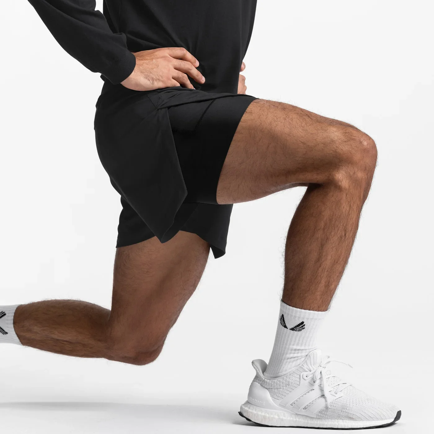 Men's American Style Fitness Shorts Quick Dry Breathable Loose Double Layer Inner Pad Anti Exposure Outdoor Running Basketball P