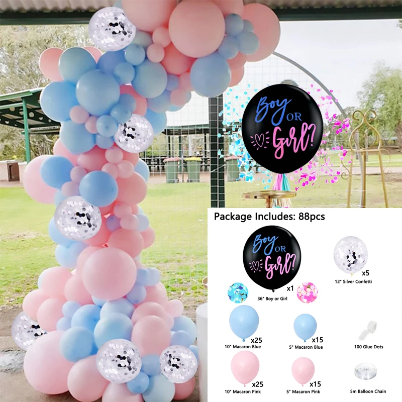 Gender Reveal Party Decorazione, Baby Shower Boy or Girl, Palloncini  Nascita Bimbo Boy or Girl Banner adesivo Team Boy Team Girl per decorazioni  Baby