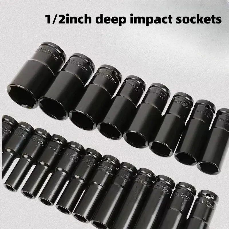 Socket Wrench Set 10pcs 1/2" Drive Metric Impact Universal Deep Set for Air Pneumatic Repair Tools