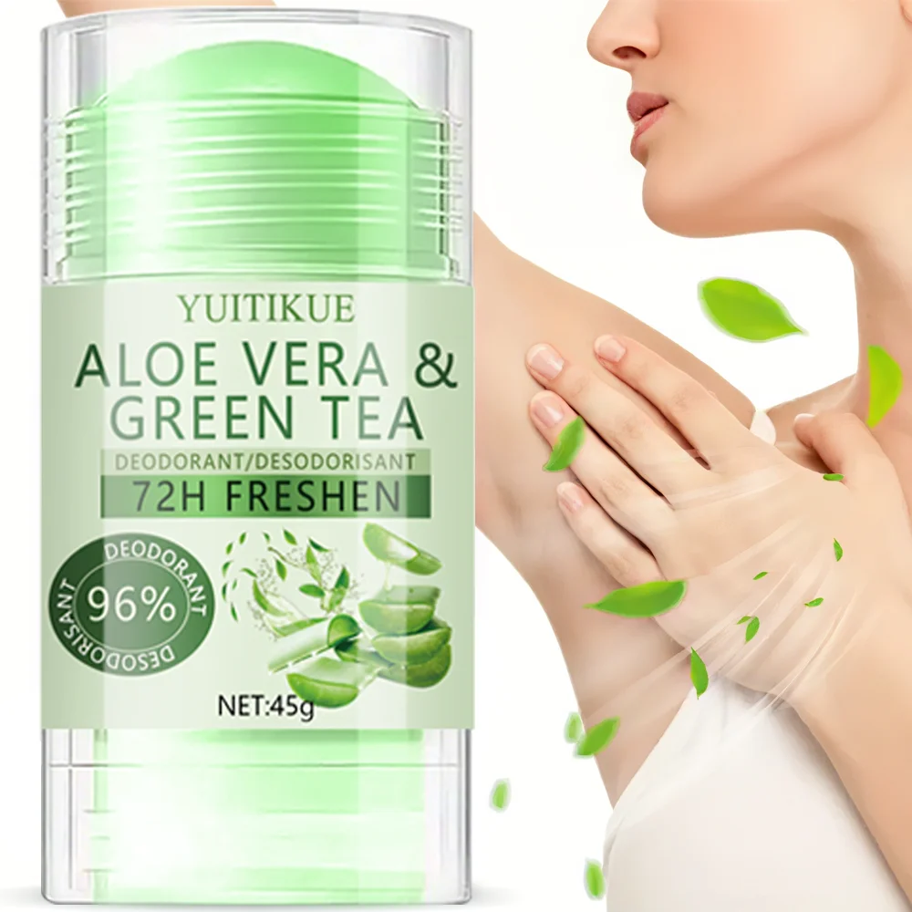 YUITIKUE Aloe Vera and Green Tea Deodorant - 72 Hours Freshness, Odor Elimination, and Sweat Odor Reduction