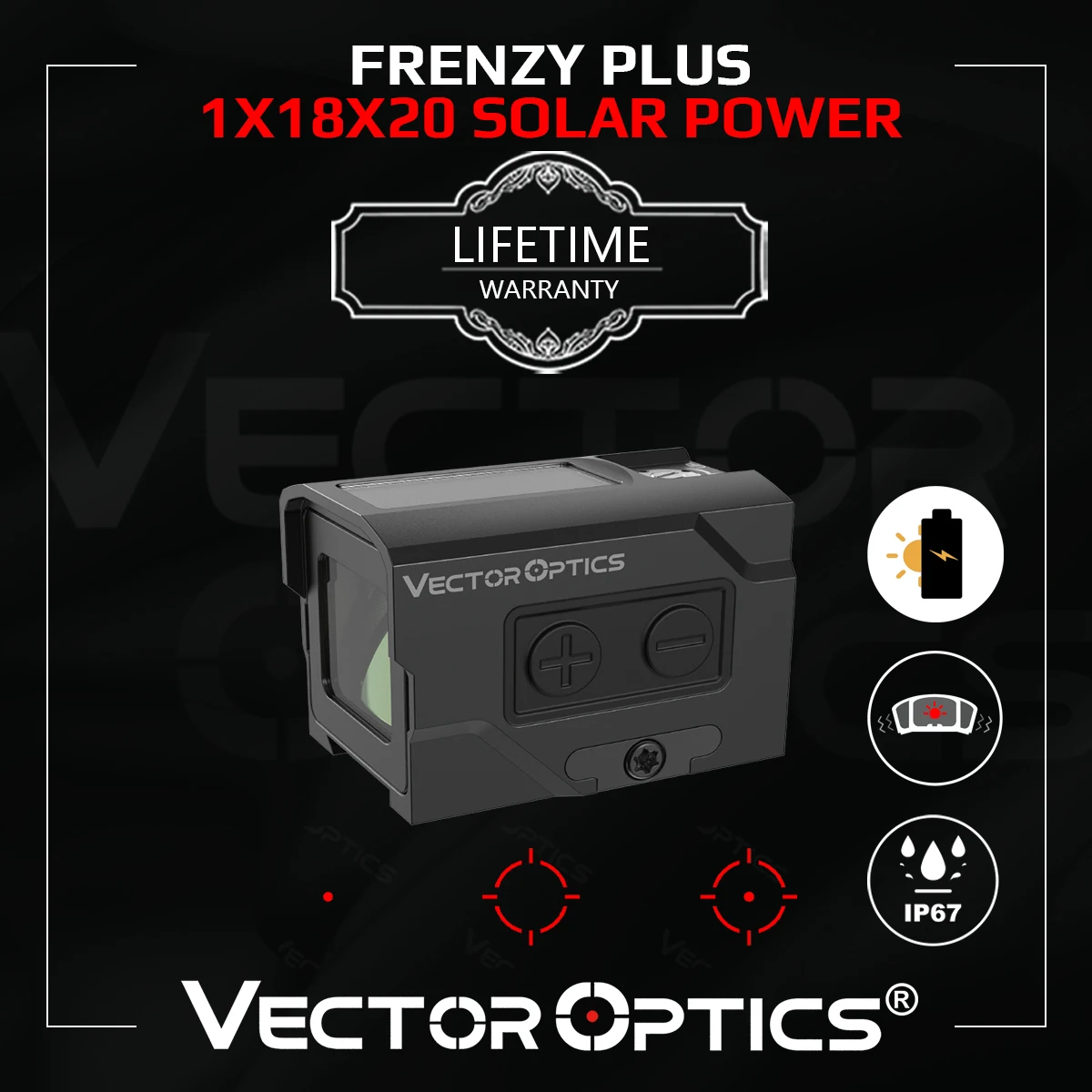 Vector Optics Frenzy Plus 1X18X20 Mirino Chiuso Solar Power Red Dot Scope Design Multi-Reticolo Per Glock Taurus Pistol Ar15