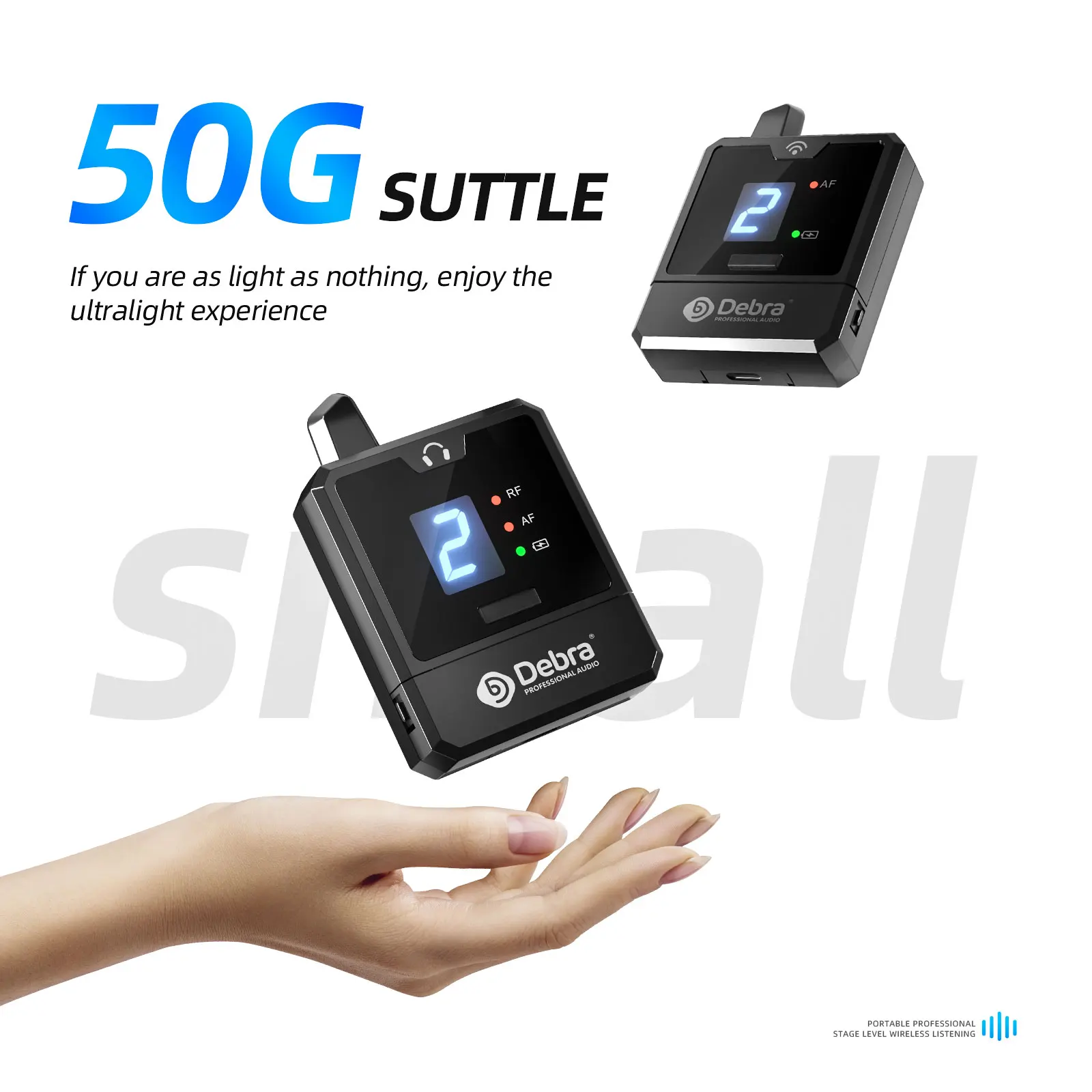 Debra UHF Portable Wireless In-Ear Monitoring System IEM Audio-Mini UHF Rechargeable for Music Audio Monitoring Live Broadcasts