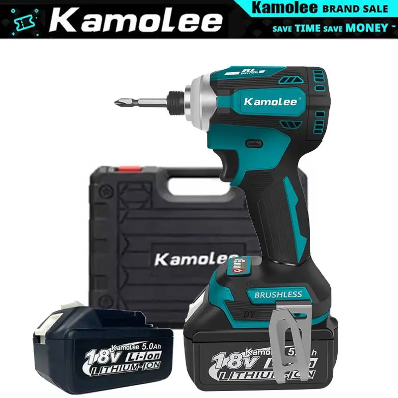 Kamolee 588Nm Avvitatore Elettrico A Percussione Senza Fili Avvitatore A 5 Velocità Utensile Elettrico 1/4 "Con 3 Luci A Led Per Batteria Makita