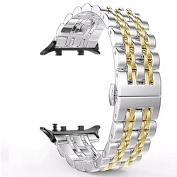 Premium Stainless Steel Metal Bracelet Strap for Watches - Elegant Wristband Accessory (Silver gold-black)