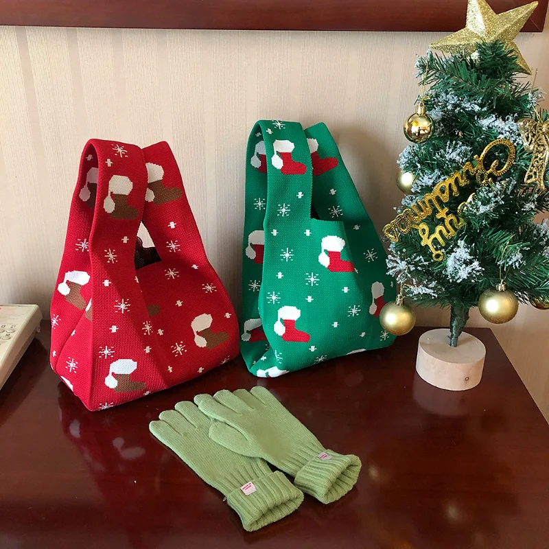 

Новое поступление 2022, женская сумка на запястье, сумка для рождественской атмосферы, Дизайнерская Женская тканая сумка-шоппер, рождественский подарок для девочек