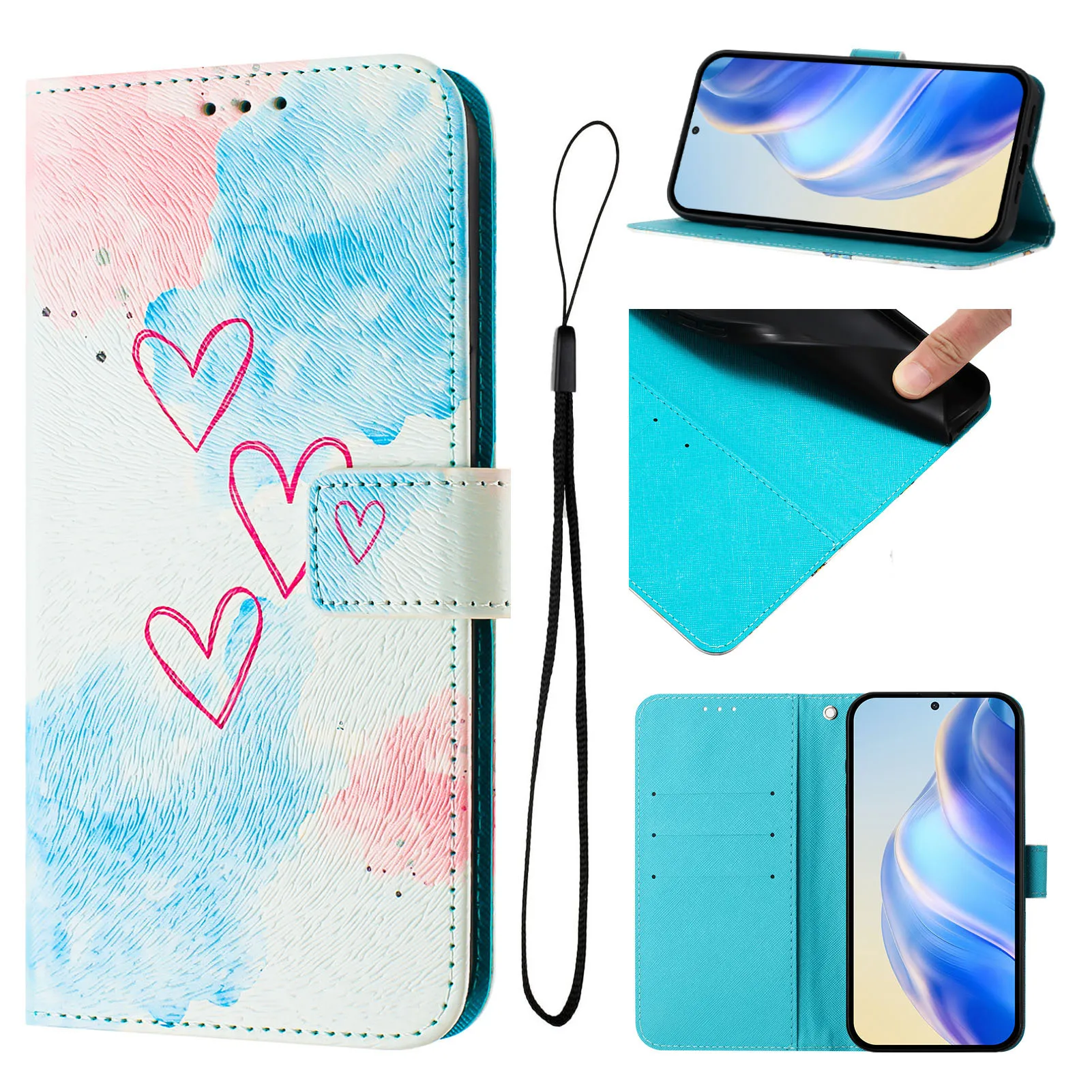 Leather Magnetic Flip Wallet Phone Case with Card Slots and Holder