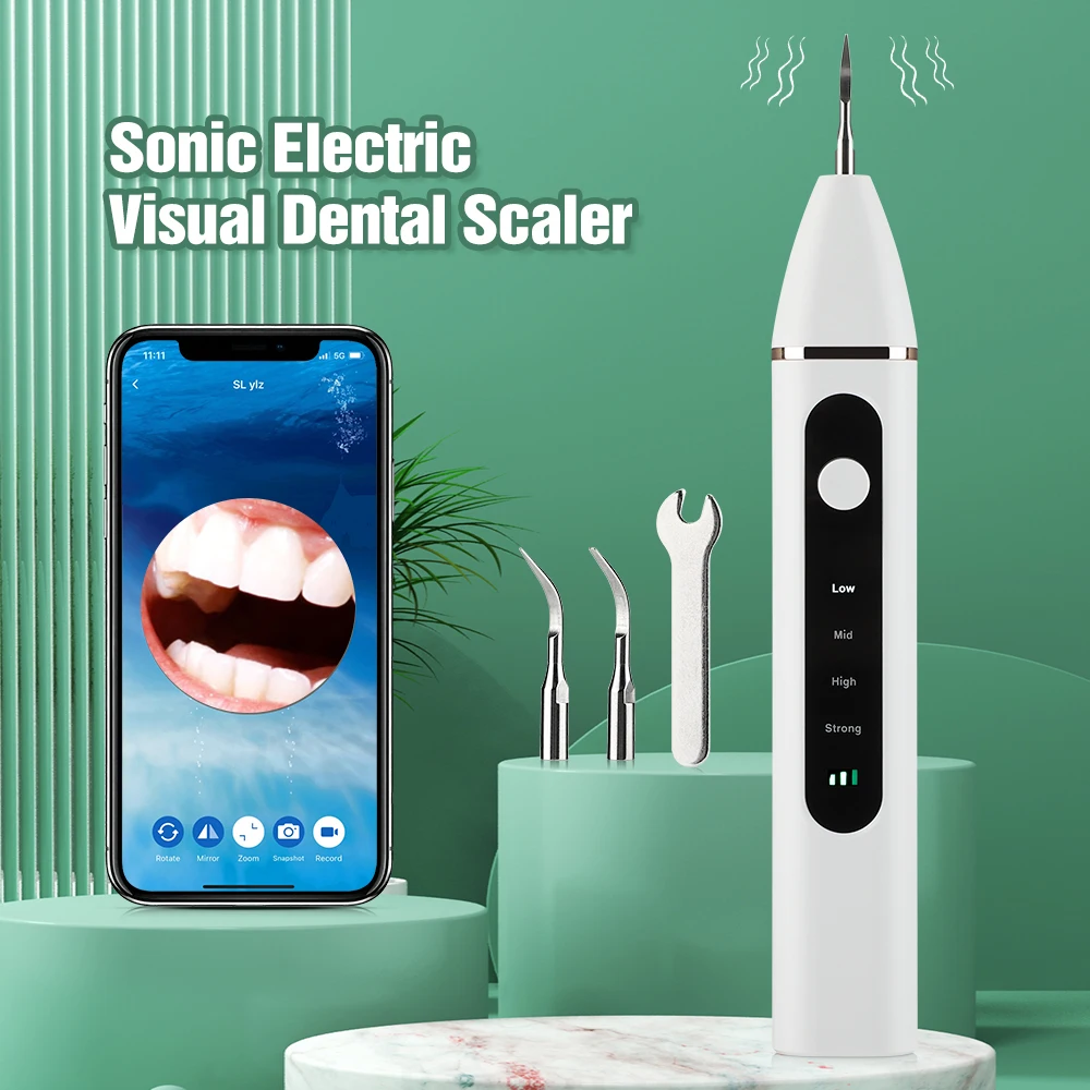 

Electric Sonic Dental Calculus Scaler Oral Teeth Tartar Remover Plaque Stains Cleaner Removal Teeth Whitening Portable With LED