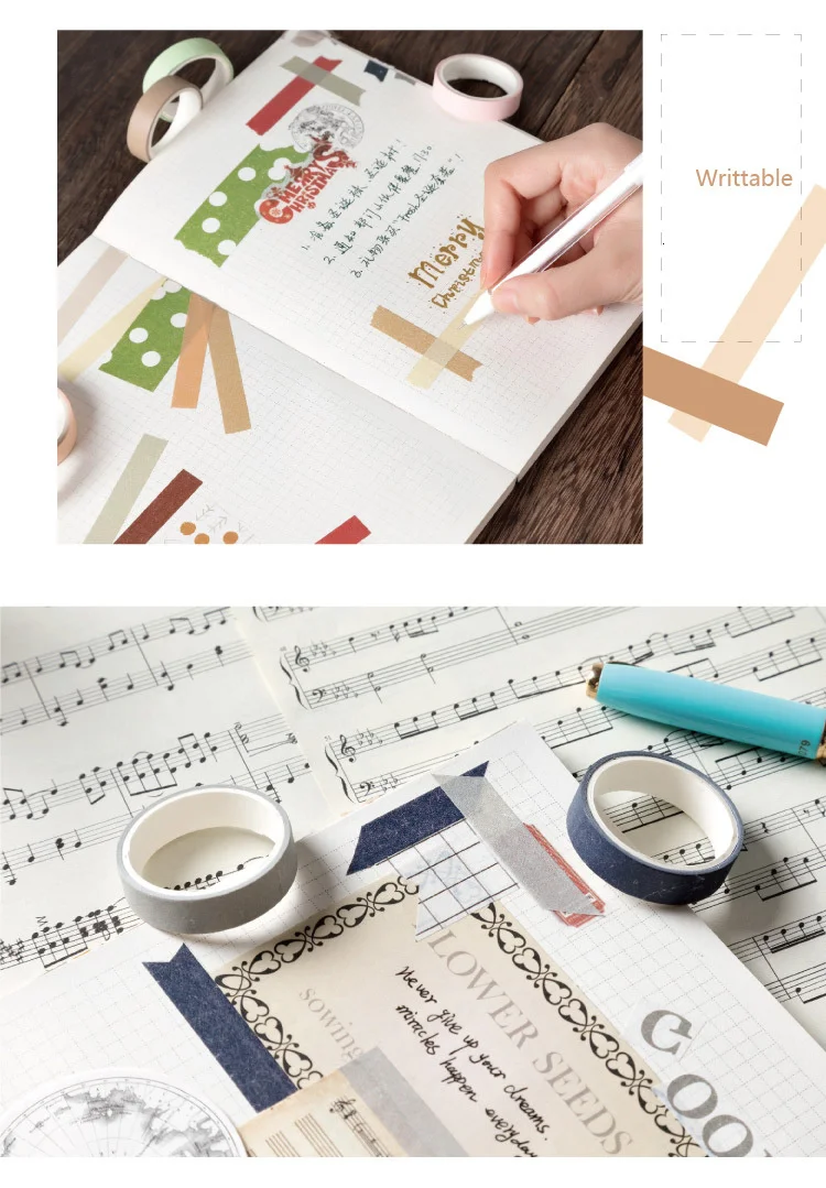 JIANWU 7pcs or 10pcs/set Cute Basic color Washi Tape Scrapbook DIY  Masking Tape School Stationery Store Journal supplies